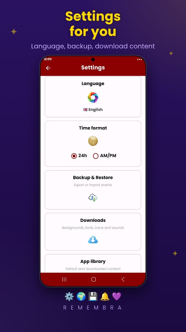 Remembra — settings for you